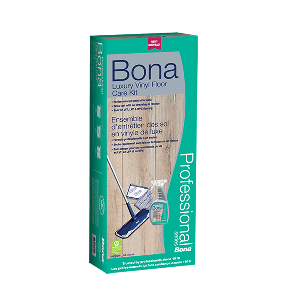 Bona - Pro series Luxury Vinyl Floor Care Kit, Includes: 4-Piece Handle, 15" Mop Base, 32oz Vinyl Floor Cleaner Spray, Dusting & Cleaning Pad