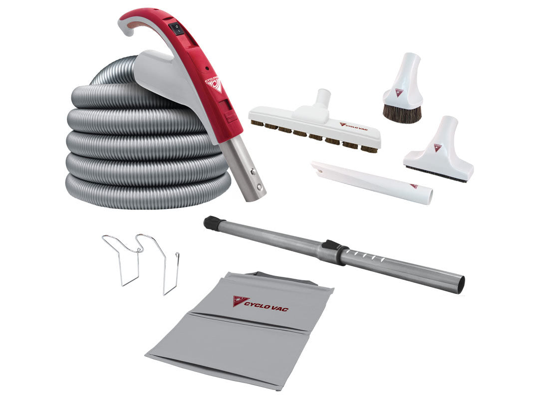 Central vacuum complete kit - low voltage hose with CYCLOVAC handle, accessories