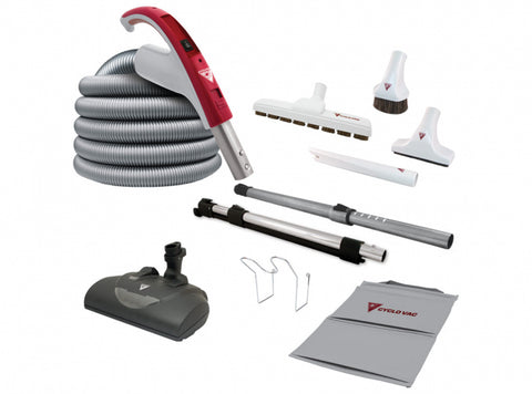 Central vacuum complete kit - electric hose with CYCLOVAC handle, Wessel-Werk powerhead, accessories