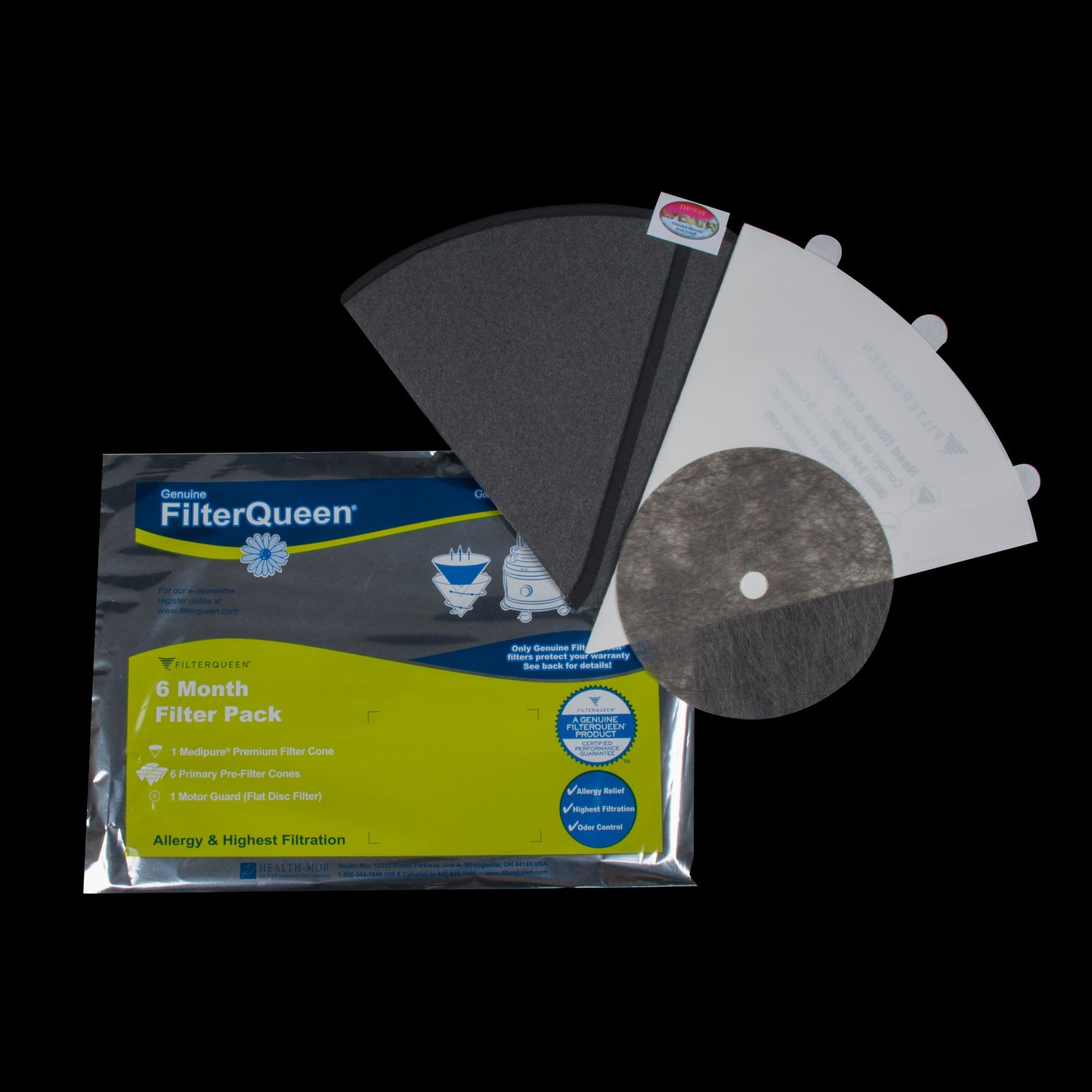 Filter Queen - filter - Bundle of 6 cones / 1 disc filter / hepa medipure cone
