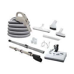 Central vacuum complete kit - electric hose, Lindhaus 12" powerhead, accessories
