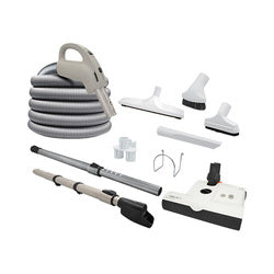 Central vacuum complete kit - electric hose, Sebo 12" powerhead, accessories