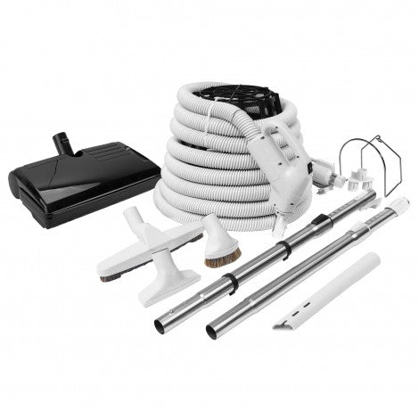Central vacuum complete kit - electric hose, basic powerhead, accessories