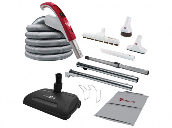 Central vacuum complete kit - electric hose with CYCLOVAC handle, airstream powerhead, accessories