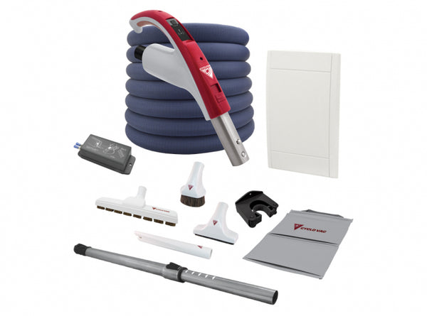 Retractable hose (with hose cover) complete kit with door and CYCLOVAC wireless handle